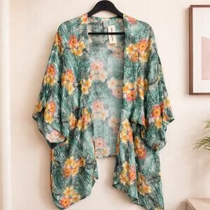 Mikey & Joey Bohemian Beach Vacation Floral Kimono Duster Size XL